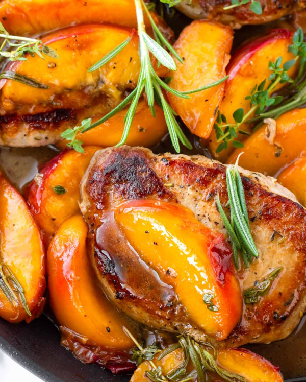 Pork Chops with Grilled Peaches