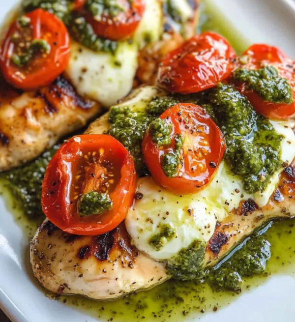 Grilled Margherita Chicken with Pesto