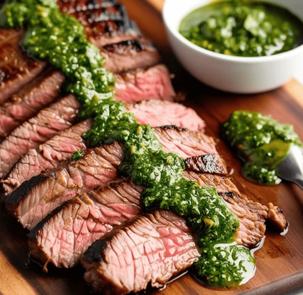 Grilled Marinated Flank Steak with Chimichurri Sauce
