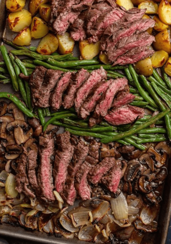 Sheet Pan Steak with Onions and Mushrooms
