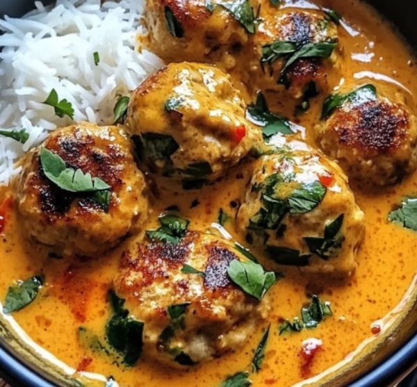 Thai Chicken Meatballs in Curry Sauce